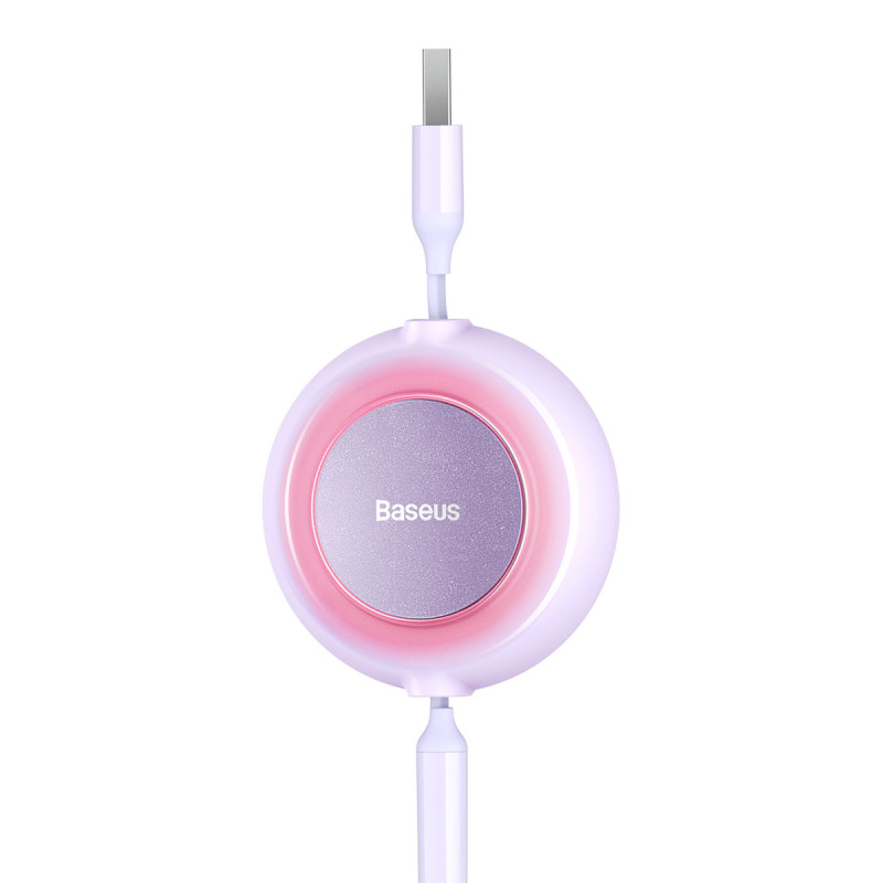 Bright Mirror 2 kabelis 3in1 kabelis A tipo USB microUSB + iPhone Lightning + USB-C 3.5A 1.1m violetinė