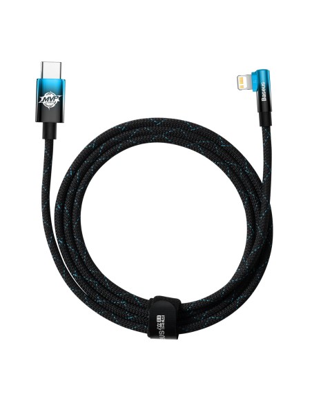 Kampinis laidas Maitinimo laidas su šoniniu USB-C kištuku iPhone Lightning 2m 20W mėlynas