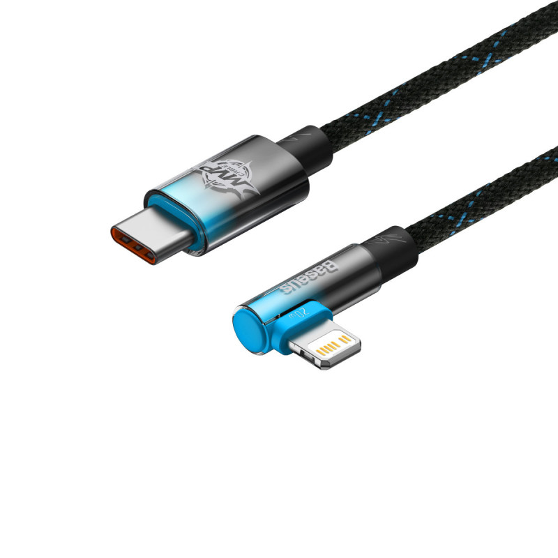 Kampinis laidas Maitinimo laidas su šoniniu USB-C kištuku iPhone Lightning 2m 20W mėlynas