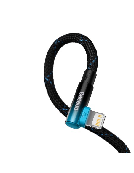 Kampinis laidas Maitinimo laidas su šoniniu USB-C kištuku iPhone Lightning 2m 20W mėlynas