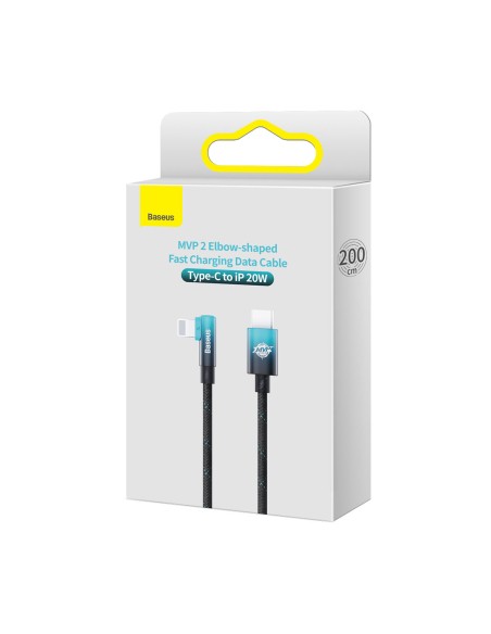 Kampinis laidas Maitinimo laidas su šoniniu USB-C kištuku iPhone Lightning 2m 20W mėlynas