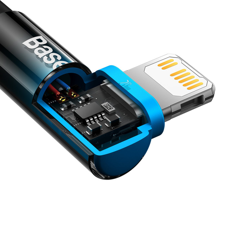 Kampinis laidas Maitinimo laidas su šoniniu USB-C kištuku iPhone Lightning 2m 20W mėlynas