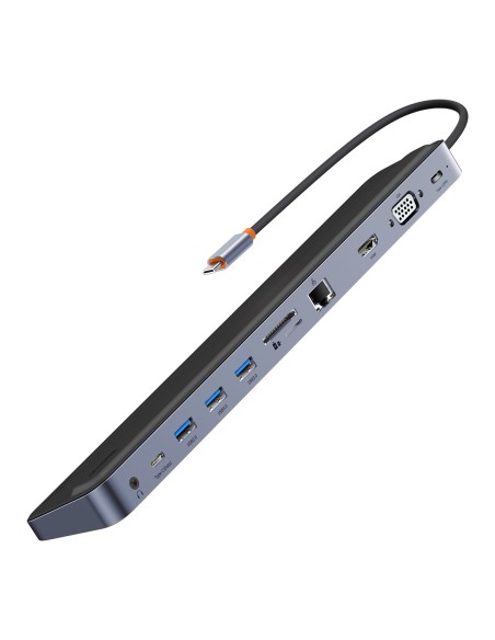 EliteJoy Gen2 universalus HUB 11in1 nešiojamojo kompiuterio stovas su USB-C laidu, 0,25 m pilka EliteJoy Gen2 universalus HUB 11in1 nešiojamojo kompiuterio stovas su USB-C laidu, 0,25 m pilka