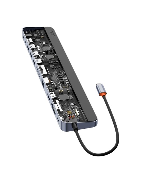 EliteJoy Gen2 universalus HUB 11in1 nešiojamojo kompiuterio stovas su USB-C laidu, 0,25 m pilka EliteJoy Gen2 universalus HUB 11in1 nešiojamojo kompiuterio stovas su USB-C laidu, 0,25 m pilka