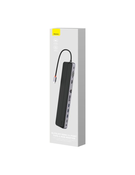 EliteJoy Gen2 universalus HUB 11in1 nešiojamojo kompiuterio stovas su USB-C laidu, 0,25 m pilka EliteJoy Gen2 universalus HUB 11in1 nešiojamojo kompiuterio stovas su USB-C laidu, 0,25 m pilka