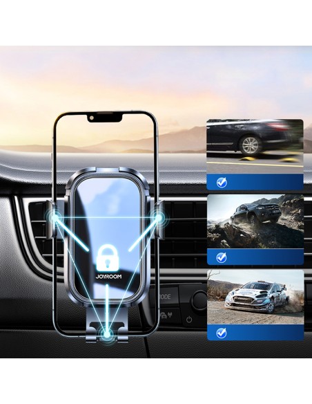 Gravitacinis automobilinis laikiklis išmaniajam telefonui pilkoms ventiliacijos grotelėms Gravitacinis automobilinis laikiklis išmaniajam telefonui pilkoms ventiliacijos grotelėms