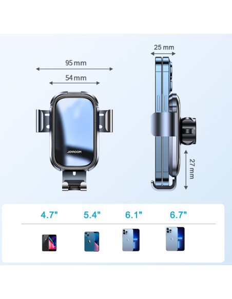 Gravitacinis automobilinis laikiklis išmaniajam telefonui pilkoms ventiliacijos grotelėms Gravitacinis automobilinis laikiklis išmaniajam telefonui pilkoms ventiliacijos grotelėms