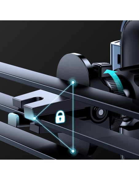 Gravitacinis automobilinis laikiklis išmaniajam telefonui pilkoms ventiliacijos grotelėms Gravitacinis automobilinis laikiklis išmaniajam telefonui pilkoms ventiliacijos grotelėms