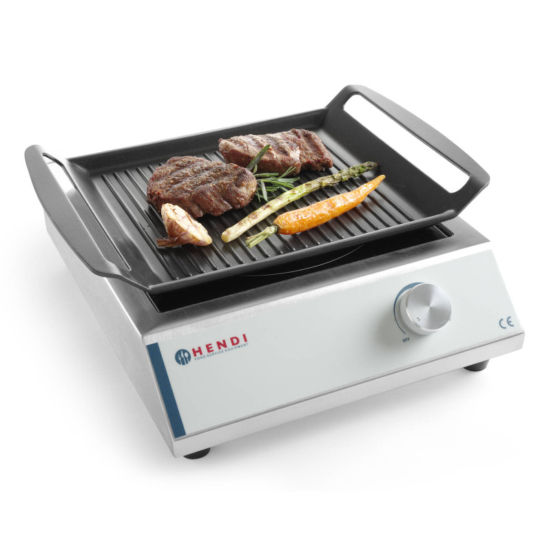 Grilio plokštė su grioveliais indukcinėms viryklėms TEFLON 39x26cm - HENDI 629130