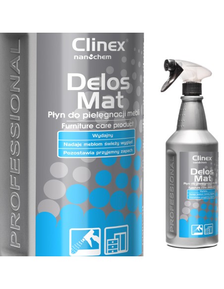 CLINEX Delos Mat 1L medinių baldų priežiūros skystis pašalina dulkes ir nešvarumus CLINEX Delos Mat 1L medinių baldų priežiūros skystis pašalina dulkes ir nešvarumus