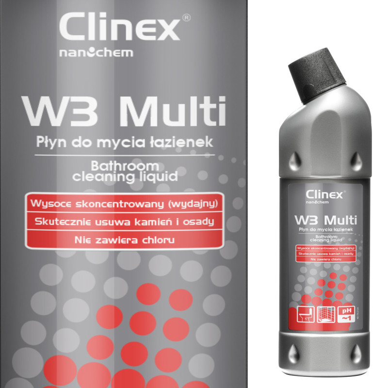 CLINEX W3 Multi 1L yra puikus skystis vonios ir sanitarinių prietaisų plovimui CLINEX W3 Multi 1L yra puikus skystis vonios ir sanitarinių prietaisų plovimui