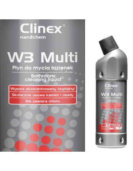 CLINEX W3 Multi 1L yra puikus skystis vonios ir sanitarinių prietaisų plovimui CLINEX W3 Multi 1L yra puikus skystis vonios ir sanitarinių prietaisų plovimui