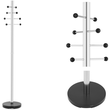 Drabužių kabykla striukėms, laisvai pastatoma, apvalus pagrindas, aukštis 183 cm - 8 pakabos Drabužių kabykla striukėms, laisvai pastatoma, apvalus pagrindas, aukštis 183 cm - 8 pakabos