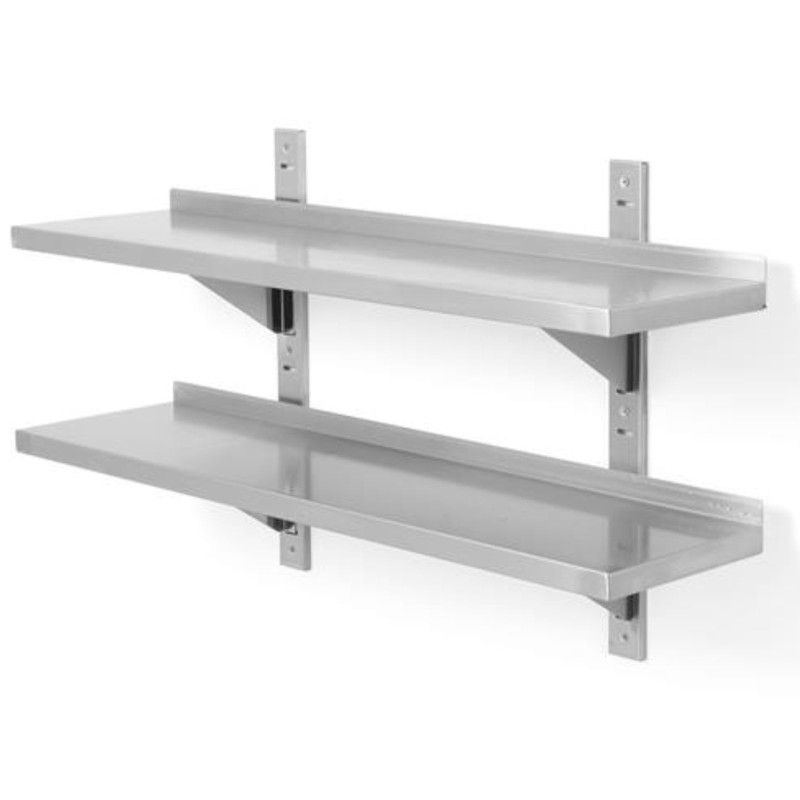 Reguliuojama pakabinama lentyna su dviem nerūdijančio plieno konsolėmis, dviguba 100x40 cm - Hendi 816592 Reguliuojama pakabinama lentyna su dviem nerūdijančio plieno konsolėmis, dviguba 100x40 cm - Hendi 816592