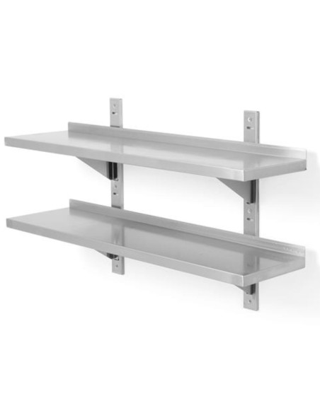 Reguliuojama pakabinama lentyna su dviem nerūdijančio plieno konsolėmis, dviguba 100x40 cm - Hendi 816592 Reguliuojama pakabinama lentyna su dviem nerūdijančio plieno konsolėmis, dviguba 100x40 cm - Hendi 816592