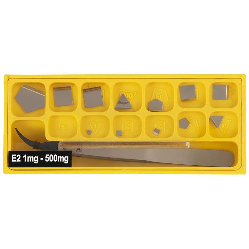 Standartiniai svėrimo svoriai kalibravimo masės svarstyklėms OIML klasė E2 1-500 g SET 24 el