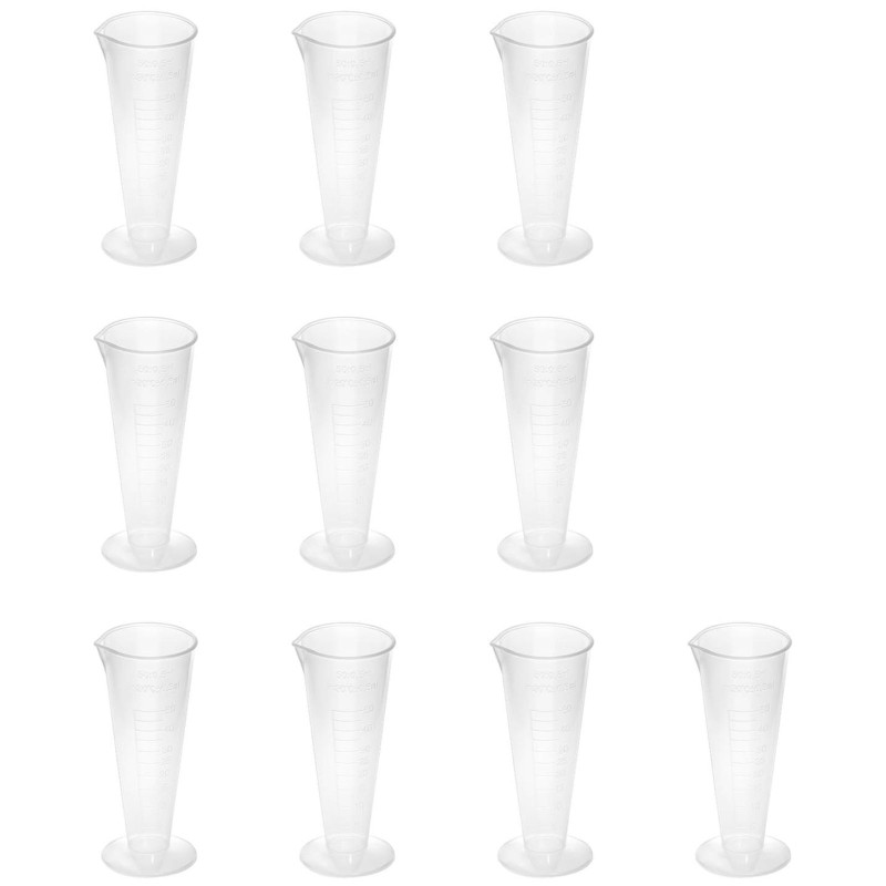 Plastikinė laboratorinė stiklinė su padalomis 50 ml - 10 vnt.