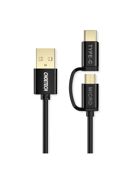 USB laidas – USB-C micro USB 1.2m 3A 2in1black USB laidas – USB-C micro USB 1.2m 3A 2in1black