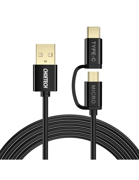 USB laidas – USB-C micro USB 1.2m 3A 2in1black USB laidas – USB-C micro USB 1.2m 3A 2in1black