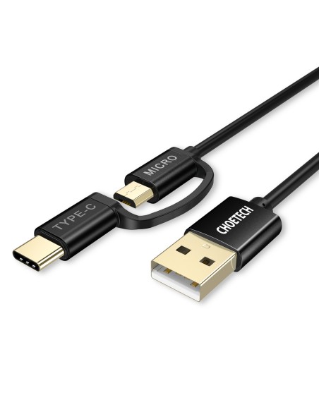 USB laidas – USB-C micro USB 1.2m 3A 2in1black USB laidas – USB-C micro USB 1.2m 3A 2in1black