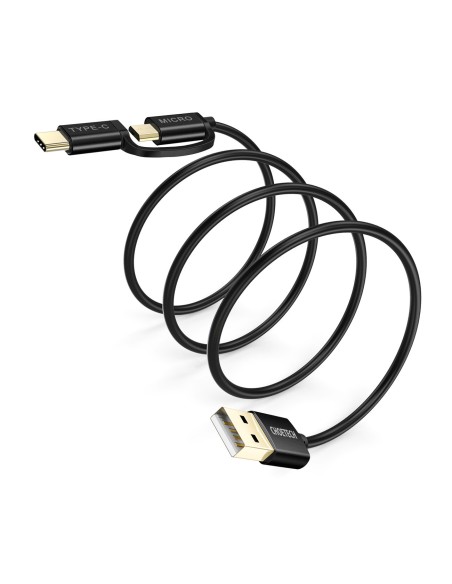 USB laidas – USB-C micro USB 1.2m 3A 2in1black USB laidas – USB-C micro USB 1.2m 3A 2in1black