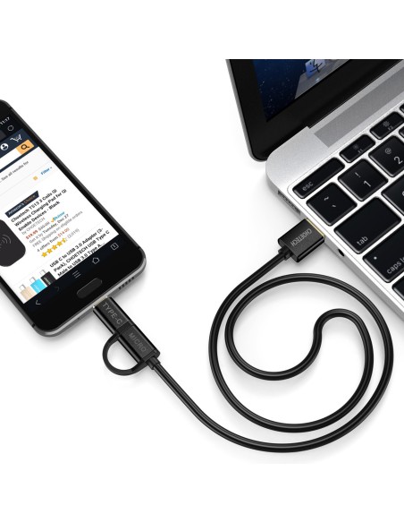USB laidas – USB-C micro USB 1.2m 3A 2in1black USB laidas – USB-C micro USB 1.2m 3A 2in1black