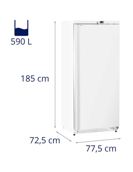 Plieninis gastronominis šaldytuvas su 4 lentynomis 590 l 228 W - baltas