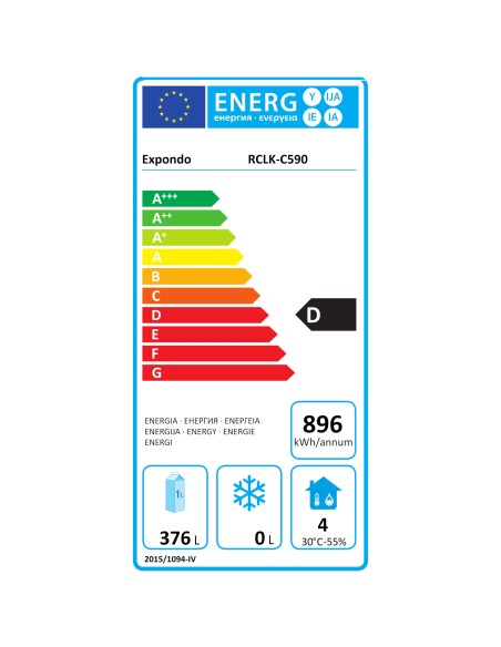 Plieninis gastronominis šaldytuvas su 4 lentynomis 590 l 228 W - baltas