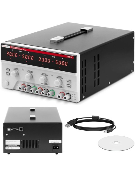 Serviso laboratorijos maitinimo šaltinis 0-30 V 0-5 A 2x 150 W LED USB LAN RS234 Serviso laboratorijos maitinimo šaltinis 0-30 V 0-5 A 2x 150 W LED USB LAN RS234