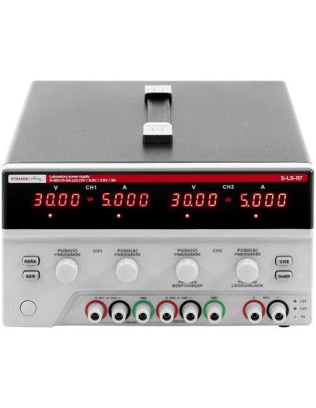 Serviso laboratorijos maitinimo šaltinis 0-30 V 0-5 A 2x 150 W LED USB LAN RS234 Serviso laboratorijos maitinimo šaltinis 0-30 V 0-5 A 2x 150 W LED USB LAN RS234