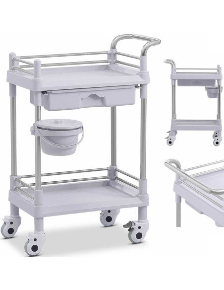 Kosmetinių procedūrų laboratorinis vežimėlis 2 lentynos 1 stalčius 61 x 56 x 91 cm 20 kg Kosmetinių procedūrų laboratorinis vežimėlis 2 lentynos 1 stalčius 61 x 56 x 91 cm 20 kg