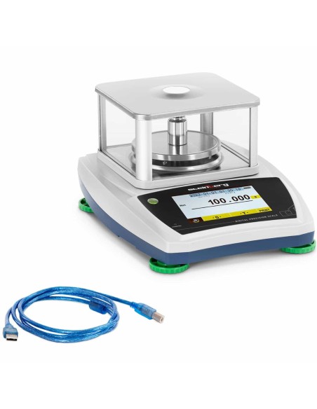 Analitiniai laboratoriniai svarstyklės su stikliniu dangteliu ir LCD jutikliniu skydeliu 200 g / 0,001 g Analitiniai laboratoriniai svarstyklės su stikliniu dangteliu ir LCD jutikliniu skydeliu 200 g / 0,001 g