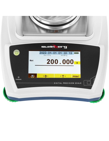 Analitiniai laboratoriniai svarstyklės su stikliniu dangteliu ir LCD jutikliniu skydeliu 200 g / 0,001 g Analitiniai laboratoriniai svarstyklės su stikliniu dangteliu ir LCD jutikliniu skydeliu 200 g / 0,001 g