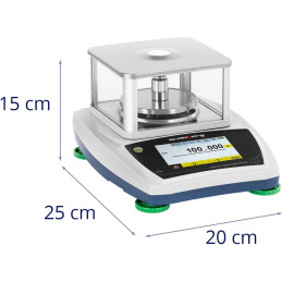 Analitiniai laboratoriniai svarstyklės su stikliniu dangteliu ir LCD jutikliniu skydeliu 200 g / 0,001 g
