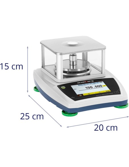 Analitiniai laboratoriniai svarstyklės su stikliniu dangteliu ir LCD jutikliniu skydeliu 200 g / 0,001 g Analitiniai laboratoriniai svarstyklės su stikliniu dangteliu ir LCD jutikliniu skydeliu 200 g / 0,001 g
