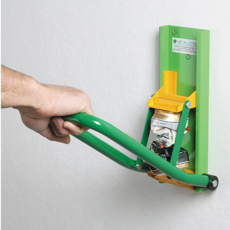 Presas aliuminio skardinėms 0,33l / 0,5l montuojamas ant sienos.