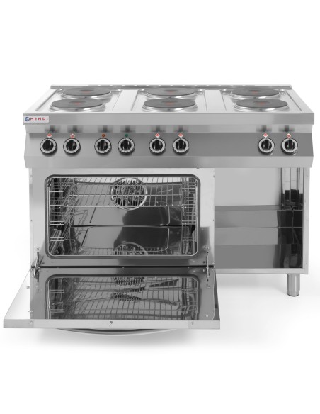 Atskirai pastatoma elektrinė viryklė 6 x 2,6 kW su orkaite GN1/1 3kW plotis 120 cm Atskirai pastatoma elektrinė viryklė 6 x 2,6 kW su orkaite GN1/1 3kW plotis 120 cm