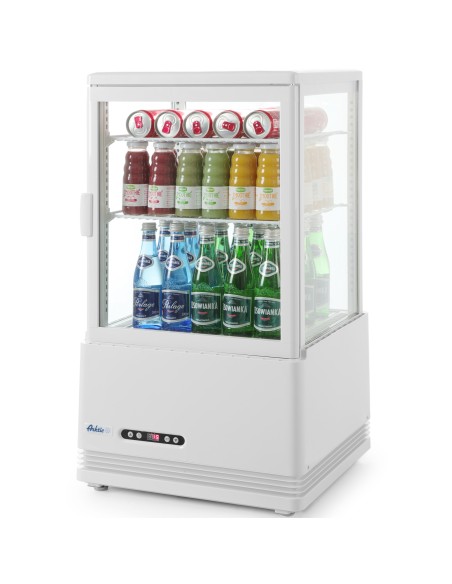 Reguliuojamas stiklinis šaldytuvas vitrina 58L 2 lentynos balta ARKTIC Hendi 233610