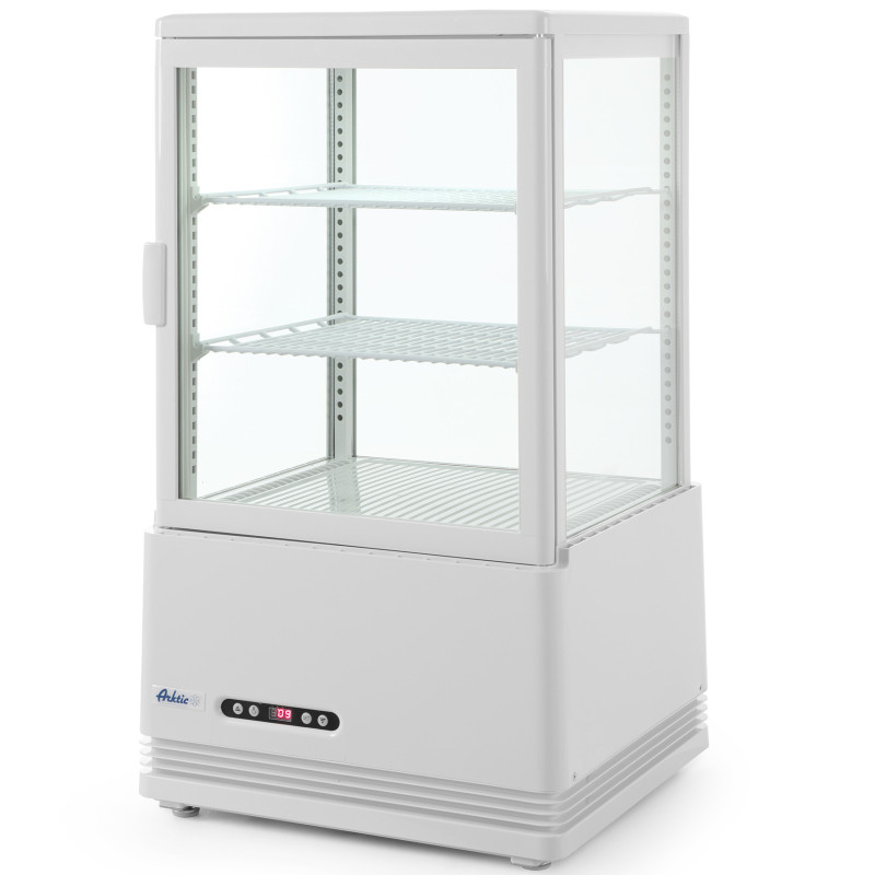 Reguliuojamas stiklinis šaldytuvas vitrina 58L 2 lentynos balta ARKTIC Hendi 233610
