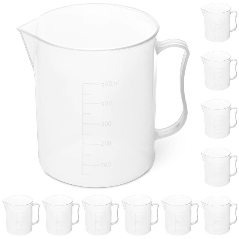Plastikinė laboratorinė stiklinė su padalomis 500 ml - 10 vnt.