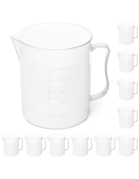Plastikinė laboratorinė stiklinė su padalomis 500 ml - 10 vnt. Plastikinė laboratorinė stiklinė su padalomis 500 ml - 10 vnt.
