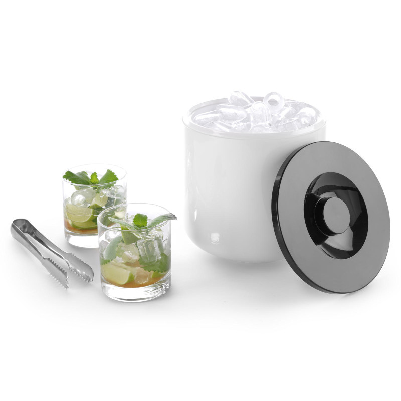 Baltas ledo kibiras su juodu dangteliu 5L