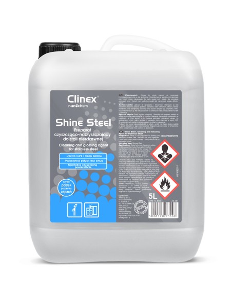 Paruošimas baldų ir nerūdijančio plieno prietaisų valymui ir poliravimui CLINEX Shine Steel 5L Paruošimas baldų ir nerūdijančio plieno prietaisų valymui ir poliravimui CLINEX Shine Steel 5L