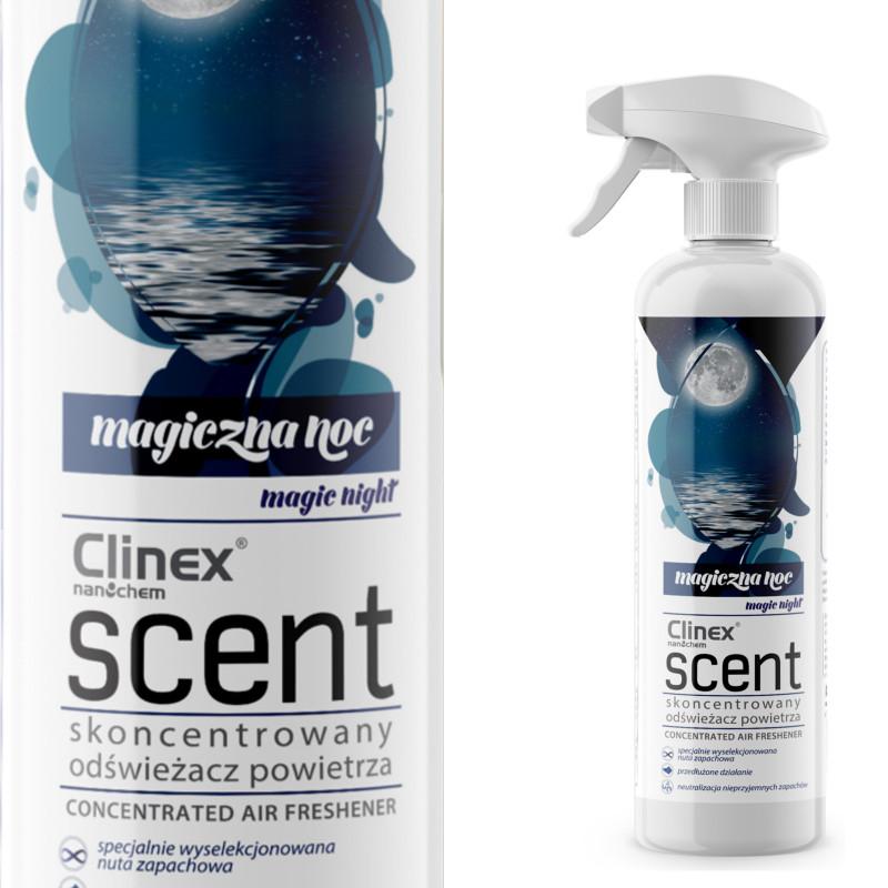 Koncentruotas oro gaiviklis purškiamas ant paviršių CLINEX Scent - Magic Night 500ML Koncentruotas oro gaiviklis purškiamas ant paviršių CLINEX Scent - Magic Night 500ML