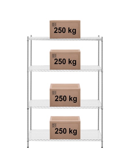 Vielos dirbtuvių stelažas 4 lentynos + 4 kilimėliai iki 1 t 1000 kg 120x60x180 cm Vielos dirbtuvių stelažas 4 lentynos + 4 kilimėliai iki 1 t 1000 kg 120x60x180 cm