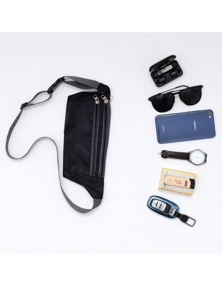 Juosmens maišelis su bėgimo diržu telefono dėklui su ausinių lizdu