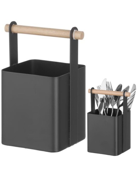 Organizatoriaus stalo stalo įrankių krepšelis su medine rankena 14x10,5x19 cm - Hendi 427064 Organizatoriaus stalo stalo įrankių krepšelis su medine rankena 14x10,5x19 cm - Hendi 427064