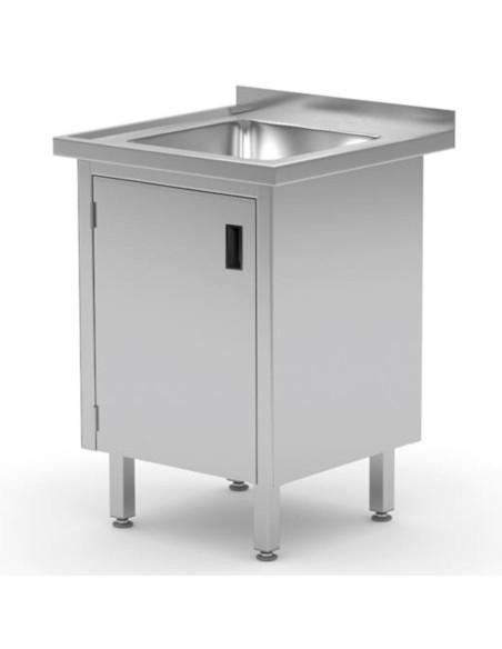 Gastronominė darbo kriauklė su spintele su atverčiamomis durelėmis suvirintomis 60x60x85 cm - Hendi 813522 Gastronominė darbo kriauklė su spintele su atverčiamomis durelėmis suvirintomis 60x60x85 cm - Hendi 813522