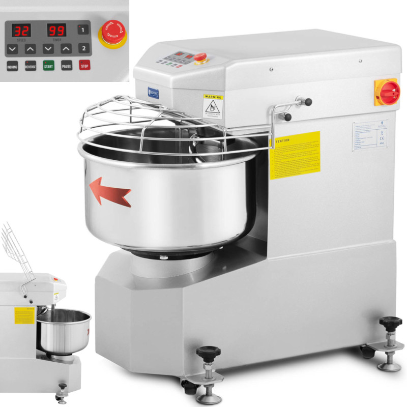 Tešlos spiralinis maišytuvas su fiksuotu dubeniu 23 L 1300 W Tešlos spiralinis maišytuvas su fiksuotu dubeniu 23 L 1300 W
