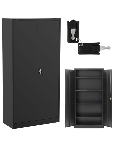 Metalinė biuro spintelė dokumentams, 4 lentynos su varstomomis durelėmis, aukštis 180 cm, ANTRACITAS Metalinė biuro spintelė dokumentams, 4 lentynos su varstomomis durelėmis, aukštis 180 cm, ANTRACITAS